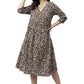 Janasya Dark Cotton Floral Angrakha Dress | Swadesiicart