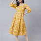 Janasya Bright Cotton Floral Tiered Dress | Swadesiicart