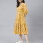 Janasya Bright Cotton Floral Tiered Dress | Swadesiicart