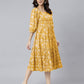 Janasya Bright Cotton Floral Tiered Dress | Swadesiicart