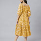 Janasya Bright Cotton Floral Tiered Dress | Swadesiicart