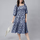 Janasya Bright Cotton Floral Tiered Dress | Swadesiicart