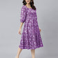 Janasya Bright Cotton Floral Tiered Dress | Swadesiicart