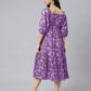 Janasya Bright Cotton Floral Tiered Dress | Swadesiicart