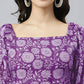 Janasya Bright Cotton Floral Tiered Dress | Swadesiicart