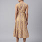 Janasya Bright Cotton Floral Tiered Dress | Swadesiicart