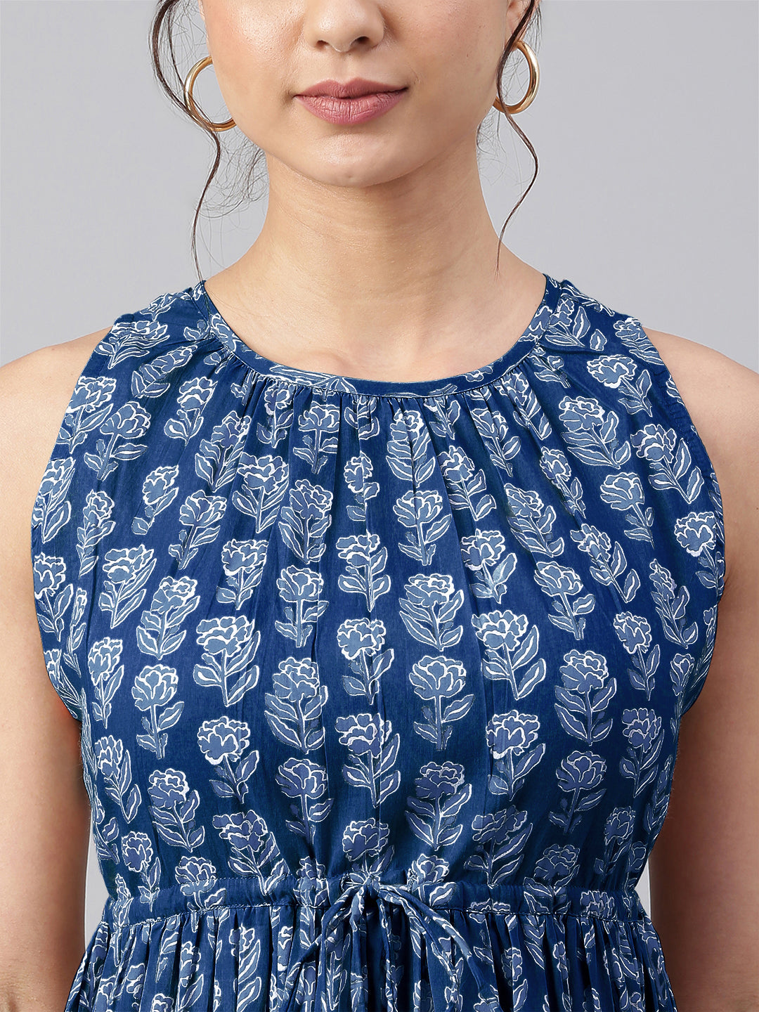 Janasya Bright Cotton Floral Tiered Dress | Swadesiicart