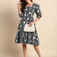 Janasya Dark Cotton Floral A-Line Dress | Swadesiicart