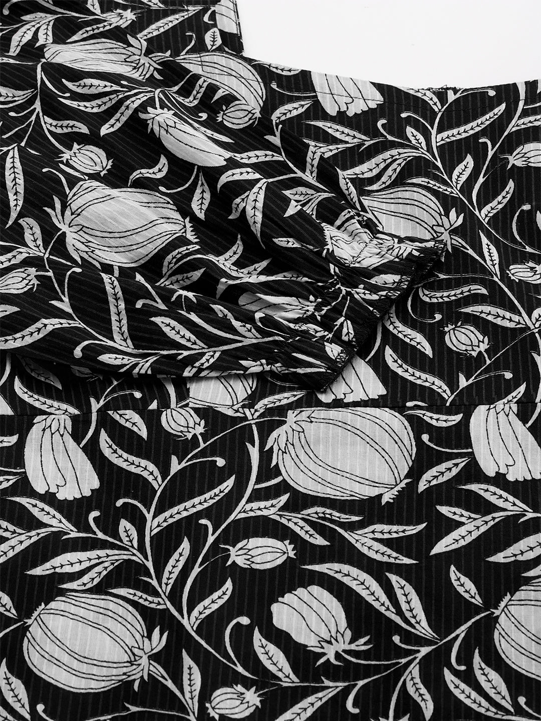 Janasya Dark Cotton Floral A-Line Dress | Swadesiicart
