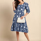 Janasya Dark Cotton Floral A-Line Dress | Swadesiicart
