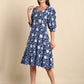 Janasya Dark Cotton Floral A-Line Dress | Swadesiicart