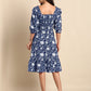 Janasya Dark Cotton Floral A-Line Dress | Swadesiicart