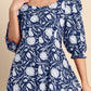 Janasya Dark Cotton Floral A-Line Dress | Swadesiicart