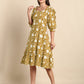 Janasya Dark Cotton Floral A-Line Dress | Swadesiicart