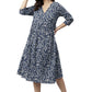Janasya Dark Cotton Floral Angrakha Dress | Swadesiicart