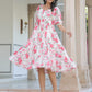 Janasya Bright Georgette Floral Tiered Dress | Swadesiicart