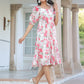 Janasya Bright Georgette Floral Tiered Dress | Swadesiicart