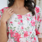 Janasya Bright Georgette Floral Tiered Dress | Swadesiicart