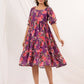 Janasya Bright Georgette Floral Tiered Dress | Swadesiicart