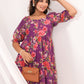 Janasya Bright Georgette Floral Tiered Dress | Swadesiicart