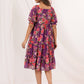 Janasya Bright Georgette Floral Tiered Dress | Swadesiicart