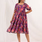 Janasya Bright Georgette Floral Tiered Dress | Swadesiicart