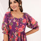 Janasya Bright Georgette Floral Tiered Dress | Swadesiicart