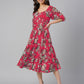 Janasya Bright Georgette Floral Tiered Dress | Swadesiicart