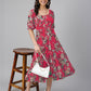 Janasya Bright Georgette Floral Tiered Dress | Swadesiicart