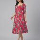 Janasya Bright Georgette Floral Tiered Dress | Swadesiicart
