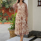 Janasya Dark Georgette Floral A-Line Dress | Swadesiicart