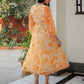 Janasya Bright Georgette Floral Fit & Flare Dress | Swadesiicart