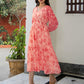 Janasya Bright Georgette Floral Fit & Flare Dress | Swadesiicart