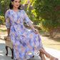 Janasya Dark Georgette Floral A-Line Dress | Swadesiicart
