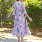 Janasya Dark Georgette Floral A-Line Dress | Swadesiicart