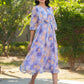 Janasya Dark Georgette Floral A-Line Dress | Swadesiicart
