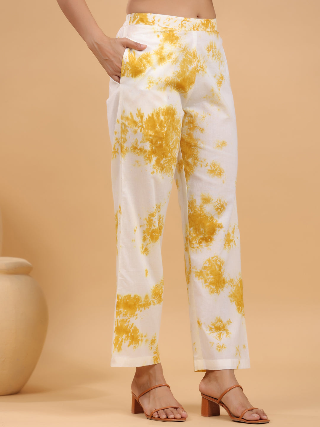 Janasya Bright Cotton Tie & dye Straight Kurta Set | Swadesiicart