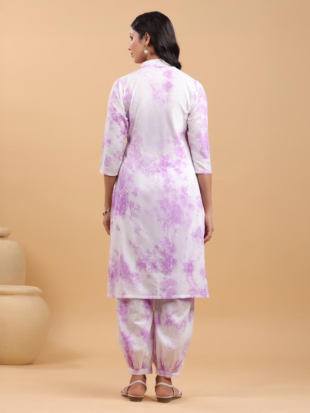 Janasya Bright Cotton Tie & dye Straight Kurta Set | Swadesiicart