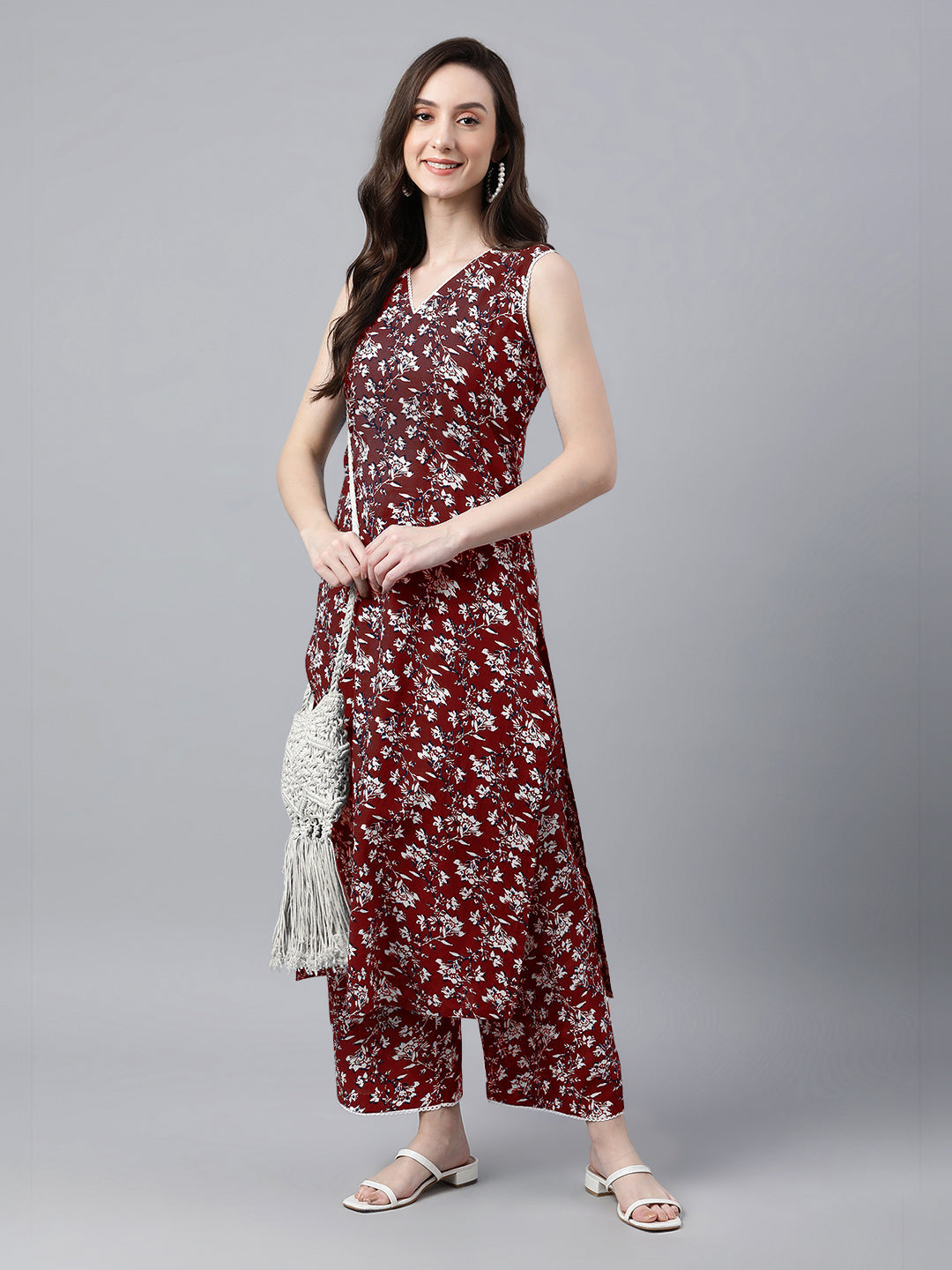 Janasya Bright Cotton Floral A-Line Kurta Set | Swadesiicart