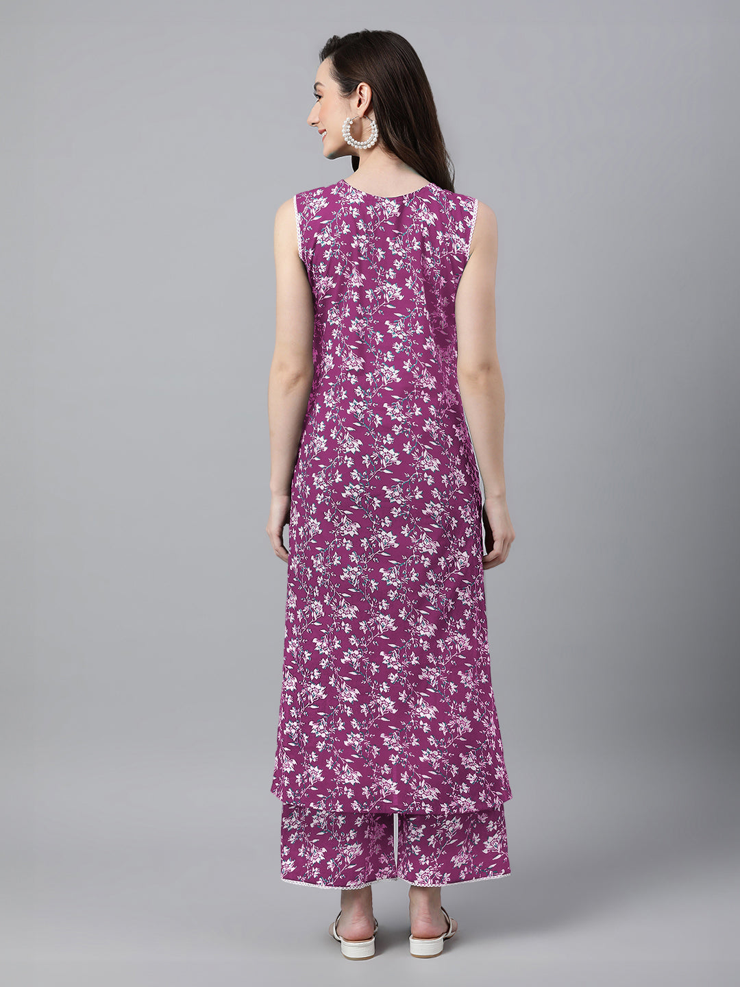 Janasya Bright Cotton Floral A-Line Kurta Set | Swadesiicart