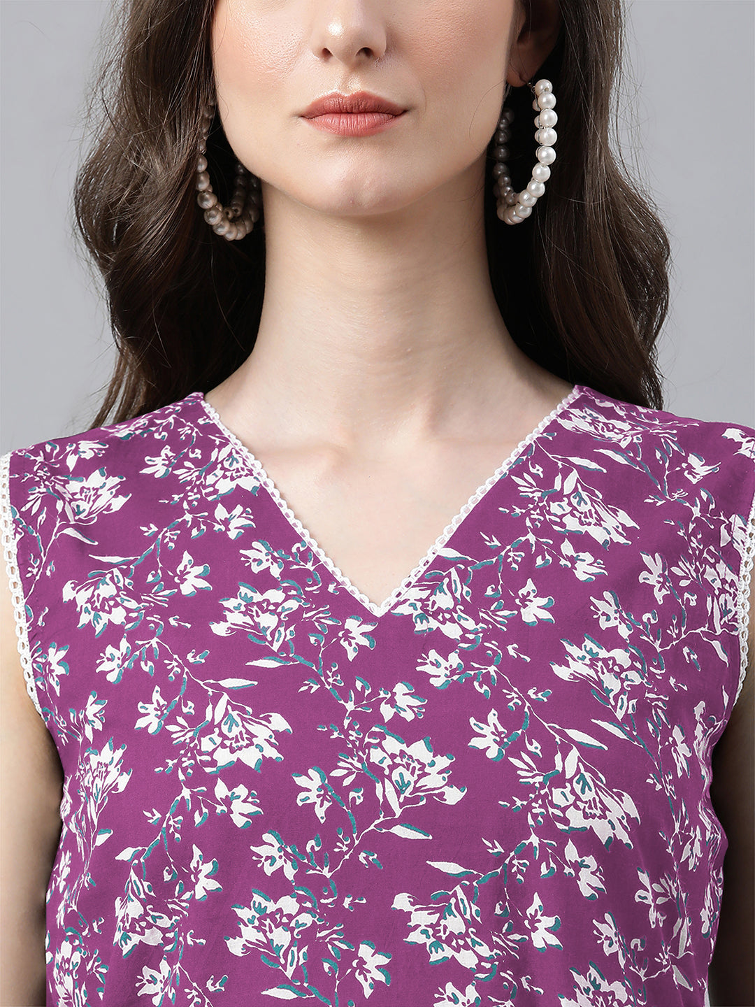 Janasya Bright Cotton Floral A-Line Kurta Set | Swadesiicart