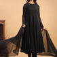 Janasya Dark Georgette Solid Anarkali Kurta Set | Swadesiicart