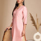 Janasya Pink Crepe Silk Solid Straight Kurta | Swadesiicart