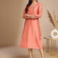 Janasya Peach Crepe Silk Solid Straight Kurta - Swadesiicart