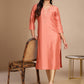 Janasya Peach Crepe Silk Solid Straight Kurta - Swadesiicart