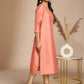 Janasya Peach Crepe Silk Solid Straight Kurta - Swadesiicart