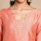 Janasya Peach Crepe Silk Solid Straight Kurta - Swadesiicart