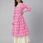 Janasya Dark Cotton Floral Flared Kurta - Swadesiicart