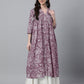 Janasya Light Cotton Floral Flared Kurta - Swadesiicart