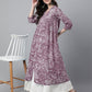 Janasya Light Cotton Floral Flared Kurta - Swadesiicart